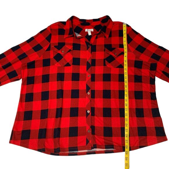 d&co. Buffalo Checked Shirt 2X Red & BLUE Button Down Pockets Denim + Company - Picture 4 of 8